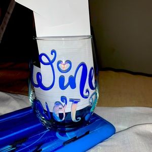 Wine not holographic vinyl wine glass